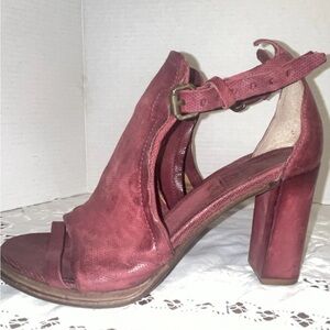 A.S.98 Women's Block Heel Sandals - Deep Red